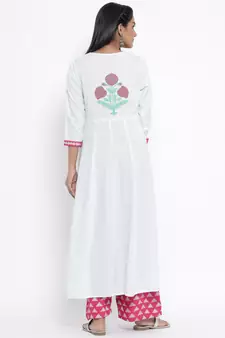 Pink woven viscose rayon palazzo-kurta