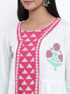 Pink woven viscose rayon palazzo-kurta 3
