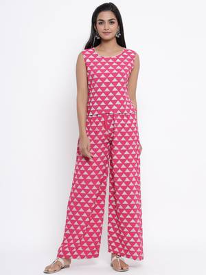 Pink woven viscose rayon palazzo-kurta 4