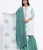 Green woven viscose rayon palazzo-kurta