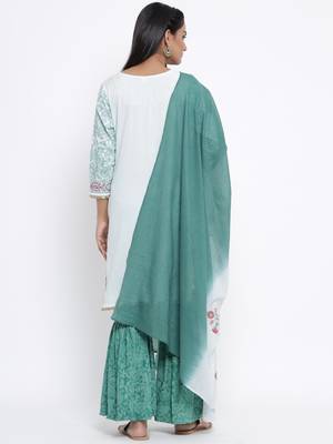 Green woven viscose rayon palazzo-kurta 2