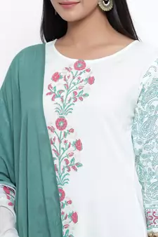 Green woven viscose rayon palazzo-kurta