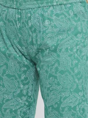Green woven viscose rayon palazzo-kurta 4