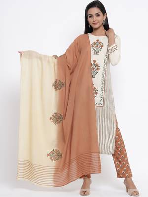 Brown woven viscose rayon palazzo-kurta 1