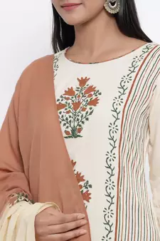 Brown woven viscose rayon palazzo-kurta