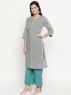 Black woven viscose rayon palazzo-kurta 1