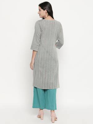 Black woven viscose rayon palazzo-kurta 2