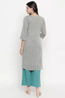 Black woven viscose rayon palazzo-kurta