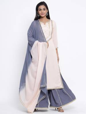 Off-white woven viscose rayon palazzo-kurta 1