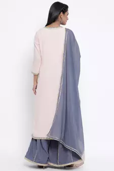 Off-white woven viscose rayon palazzo-kurta
