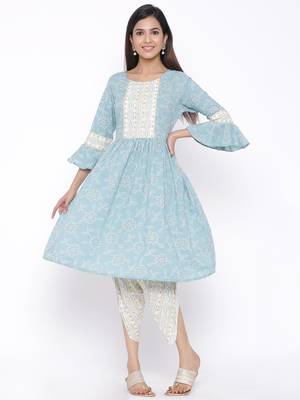 Blue woven viscose rayon kurta-sets 1