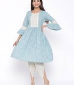 Blue woven viscose rayon kurta-sets