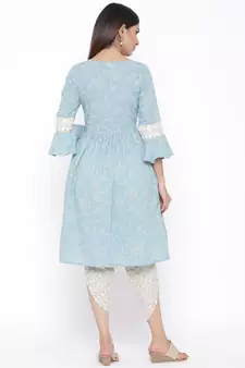 Blue woven viscose rayon kurta-sets
