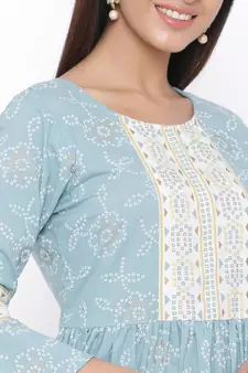 Blue woven viscose rayon kurta-sets