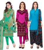 Salwar Studio Women's Pack of 3 Synthetic Printed Unstitched Dress Material Combo
