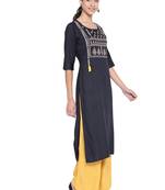 SILVER STOCK Women's Navy Straight Kurta