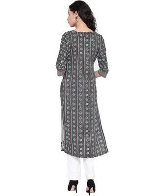 SILVER STOCK Women's Black Straight Kurta 2