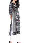 SILVER STOCK Women's Black Straight Kurta