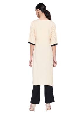 SILVER STOCK Women's Cream Straight Kurta 2