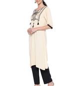 SILVER STOCK Women's Cream Straight Kurta