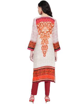 SILVER STOCK Women's White Straight Kurta 2