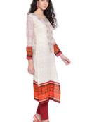 SILVER STOCK Women's White Straight Kurta