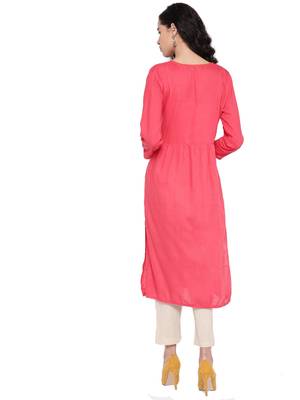 SILVER STOCK Women's Pink A-line Kurta 2