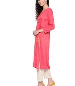 SILVER STOCK Women's Pink A-line Kurta