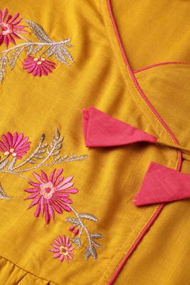 SILVER STOCK Women's Yellow A-line Kurta 3