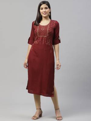 silver stock  Burgundy block printed kurta 1