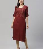 silver stock  Burgundy block printed kurta