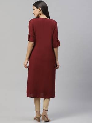 silver stock  Burgundy block printed kurta 2