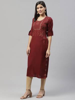 silver stock  Burgundy block printed kurta 4