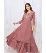 Levendar Solid Color With Gota Embellished Pure Cotton Kurti Dupatta Skirt Set For Women