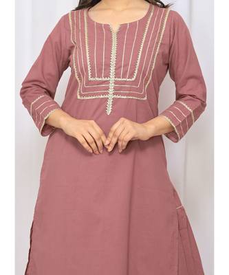 Levendar Solid Color With Gota Embellished Pure Cotton Kurti Dupatta Skirt Set For Women 3