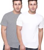 Multicolor plain cotton men-tshirts in White, Grey