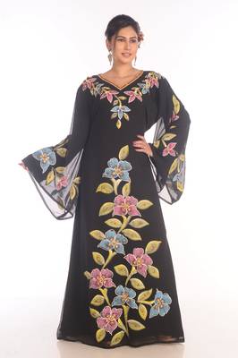 2021 New Modern Kaftan Farasha Maxi Zari Work Vary Fancy Abaya Dress 2