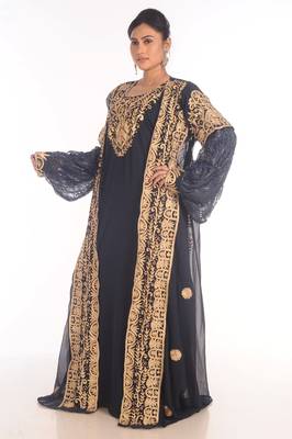 SALE !! Moroccan Modern Kaftan Farasha Maxi Zari Work Vary Fancy Abaya Dress 5