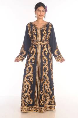 Fancy Popular Modern Kaftan Farasha Maxi Zari Work Vary Fancy Abaya Dress 2