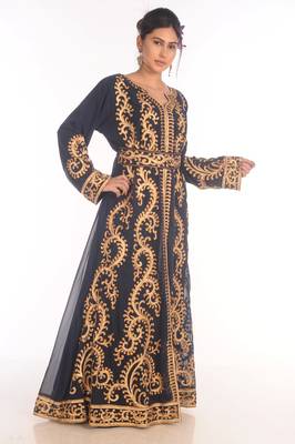 Fancy Popular Modern Kaftan Farasha Maxi Zari Work Vary Fancy Abaya Dress 4