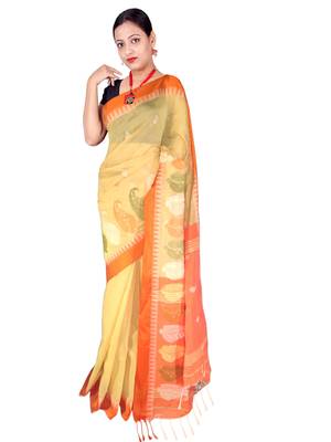 White Wiving Work Cotton Silk Handloom Saree With B.P 2