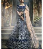 Navy-blue pure gota with zari and thread embroidered art Silk Semi Stitched Bridal Lehenga