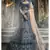 Navy-blue pure gota with zari and thread embroidered art silk Semi Stitched bridal lehenga