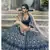 Navy-blue pure gota with zari and thread embroidered art silk Semi Stitched bridal lehenga
