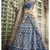 Blue colored Pure Gota, Thread, Zari, Heavy Embroidered velvet semi stitched Bridal lehenga