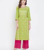 Prakhya Women's Printed Long Straight Rayon Kurta Set