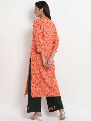 Prakhya Women's Embroidered Long Straight Rayon Kurta Set 2