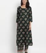 Prakhya Women's Printed Long Straight Rayon Kurta Set