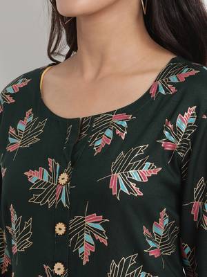 Prakhya Women's Printed Long Straight Rayon Kurta Set 5