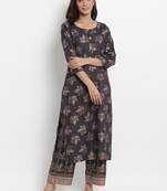 Prakhya Women's Printed Long Straight Rayon Kurta Set